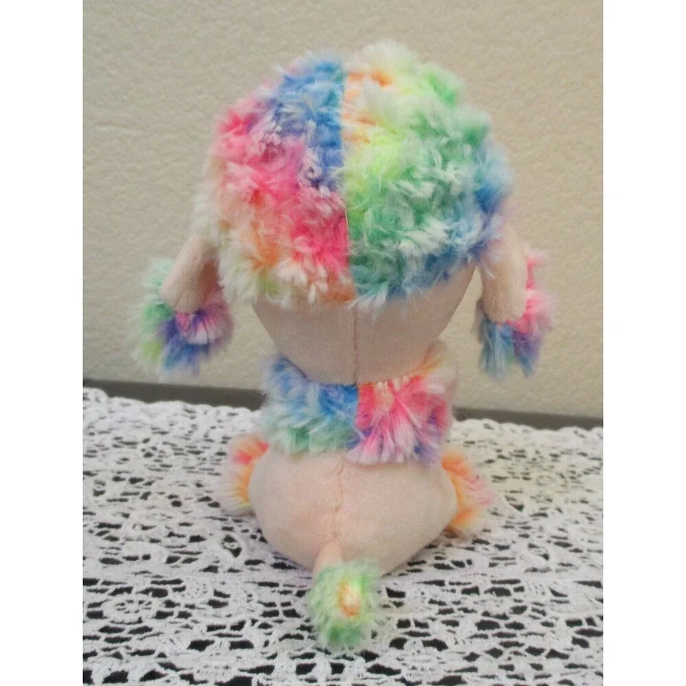 Ty Beanie Boos Rainbow the Poodle Big Pink Sparkle Eyes NO TAG